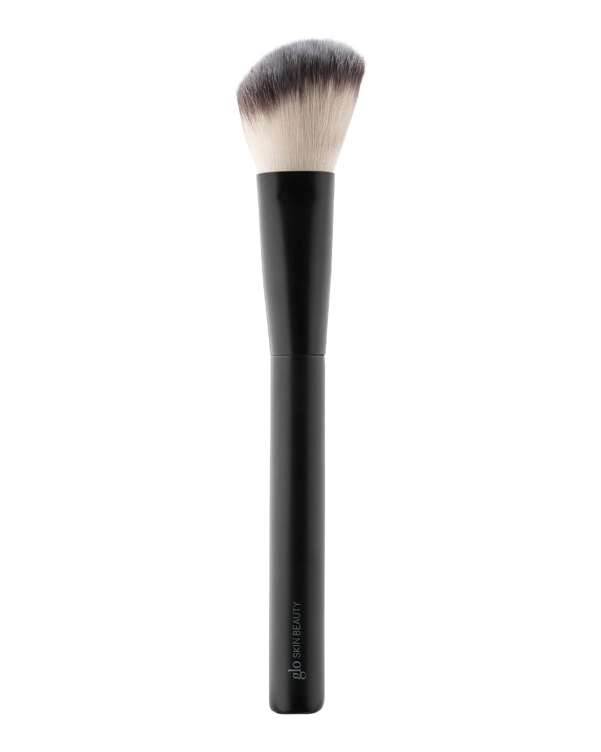 Black angled multitasker, Glo Skin Beauty makeup brush with a white background