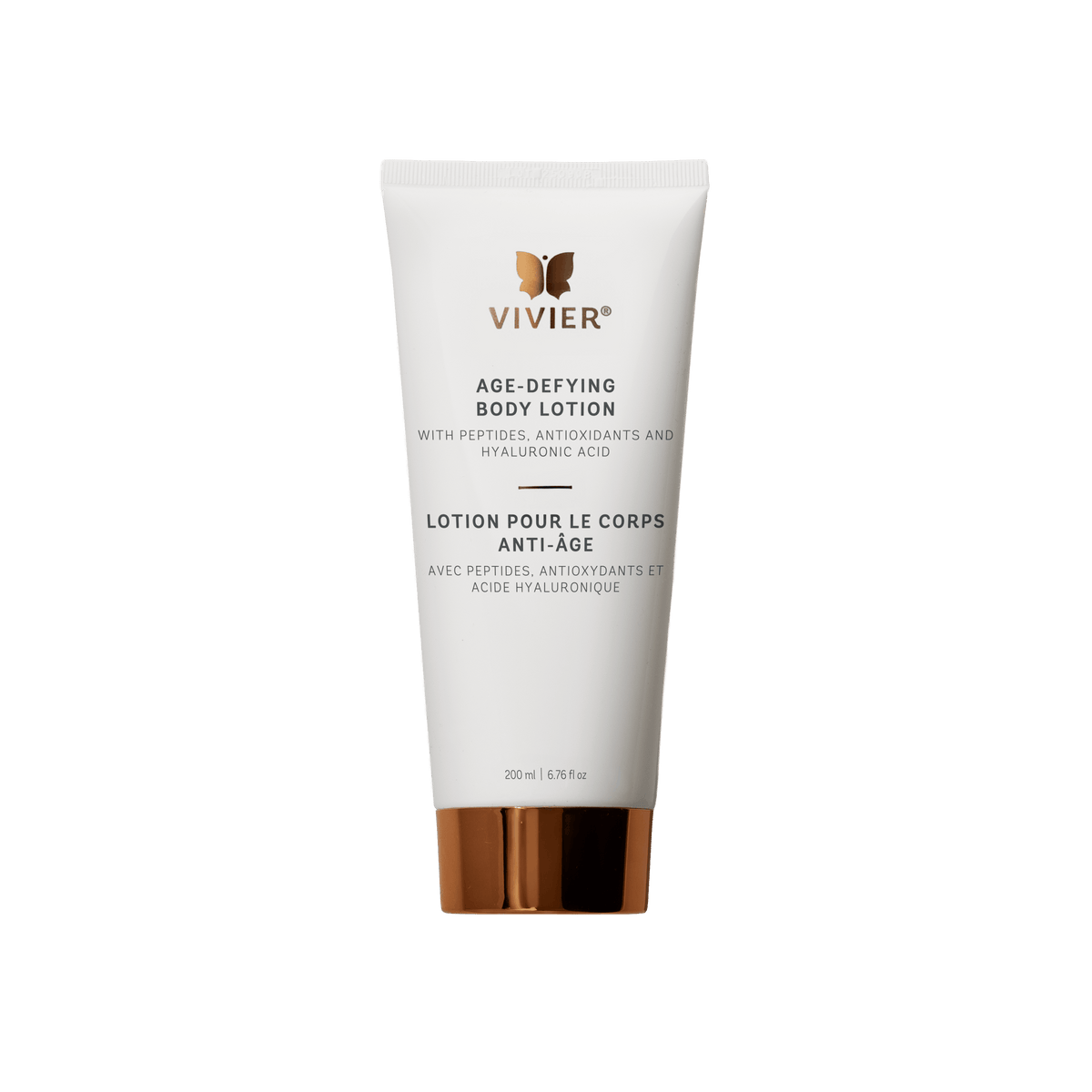 Vivier age-defying body with peptides, antioxidants and hyaluronic acid lotion bottle