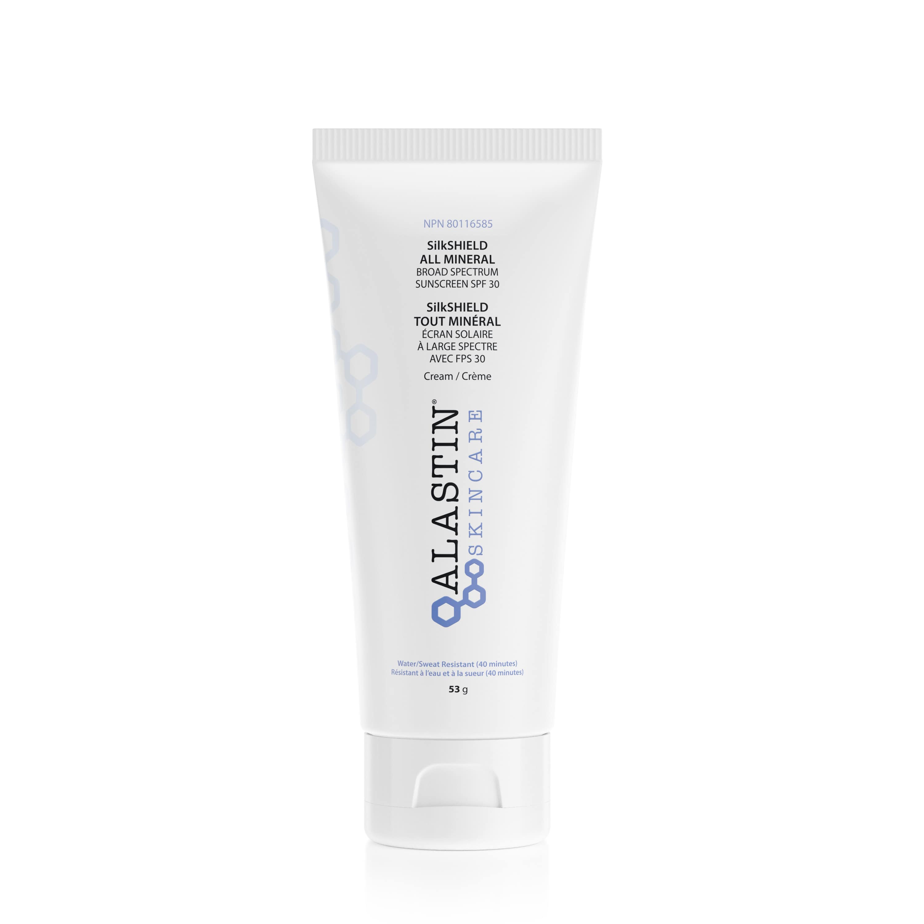 Alastin skincare product on a white background - SilkSHIELD All Mineral Broad Spectrum Sunscreen SPF 30