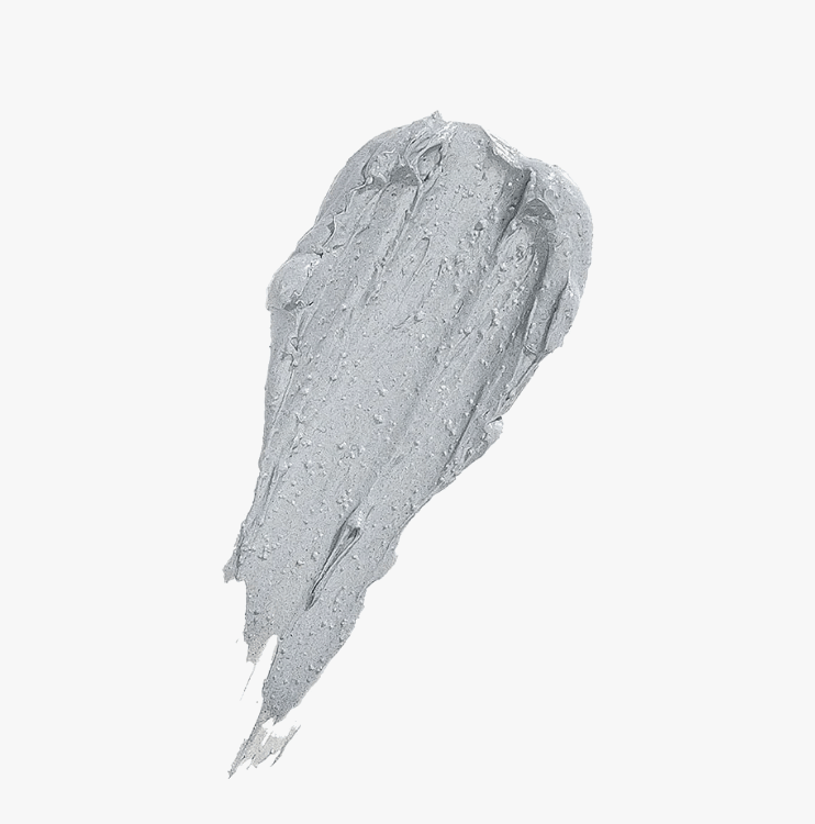 Charcoal Detox Mask Gray clay-like substance on a white background