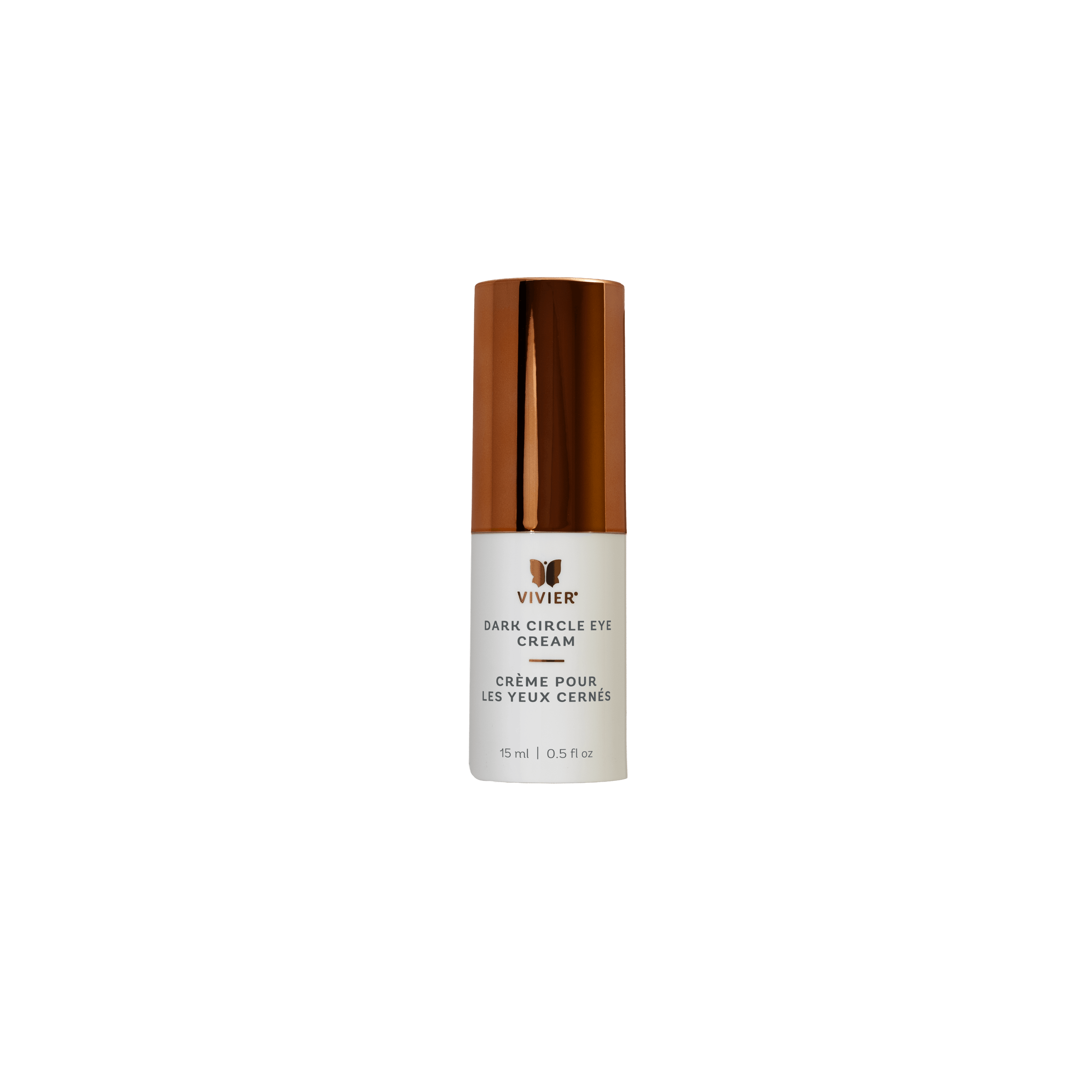 Dark Circle Eye cream bottle with brown cap on a black background