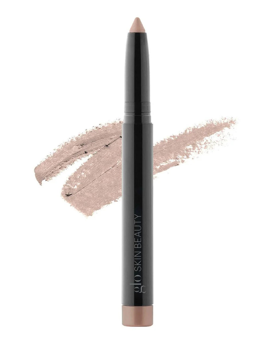 Shell Cream Stay Shadow Stick with a swatch of beige color on a white background