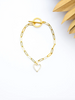 18K Toggle Link Open Heart Gem Bracelet