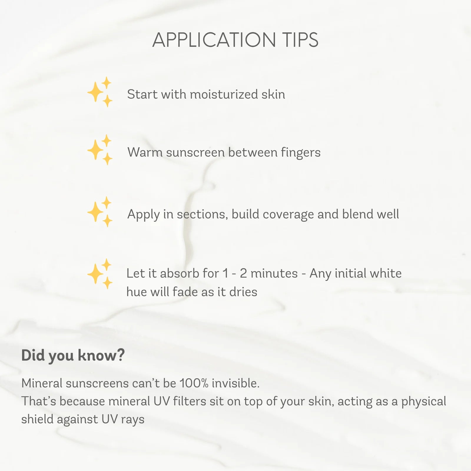 Application tips for sunscreen with a white background