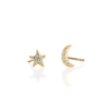 Star and Moon Crystal Stud Earrings